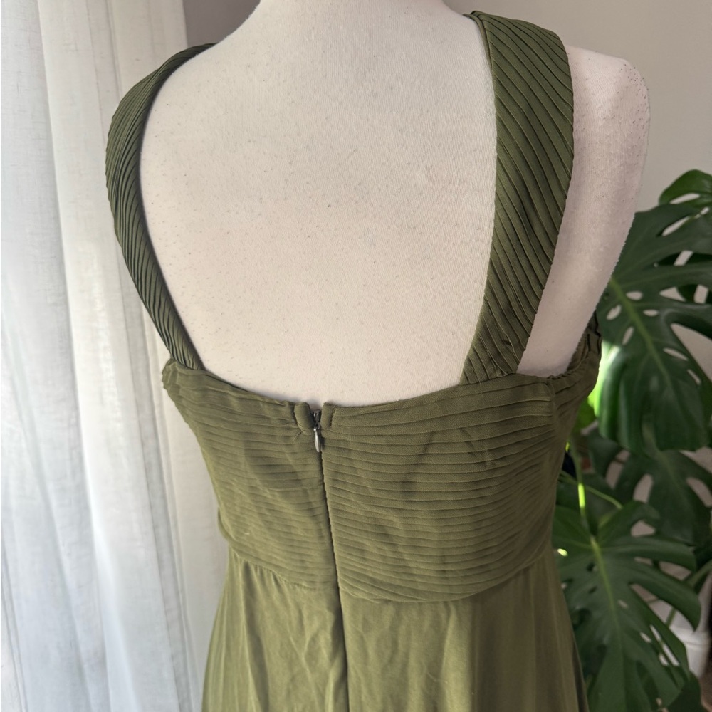 Lulus Olive Pleated Cross-Front‎ Maxi Dress XL - Picture 3 of 5